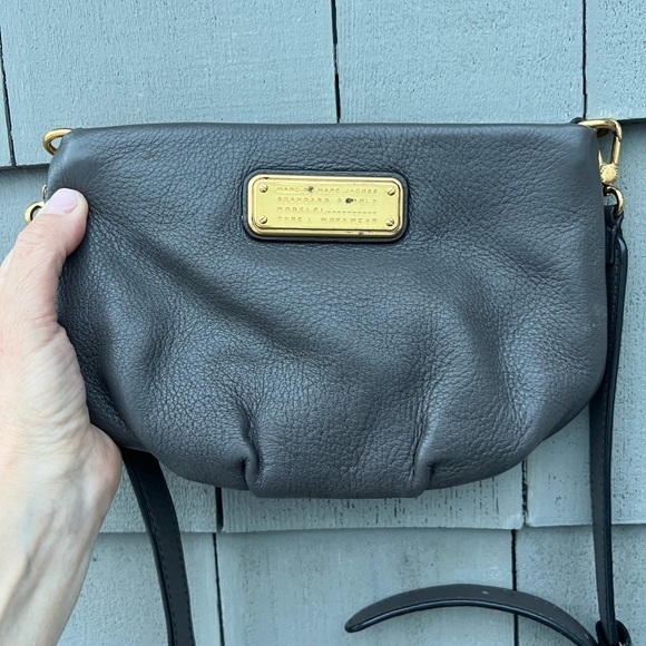 Marc by Marc Jacobs Y2K gray leather pouchette crossbody bag pleated lined - Picture 10 of 14